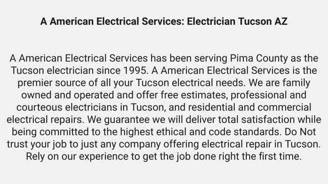A American Electrical Services : #1 Electricians in Tucson, AZ