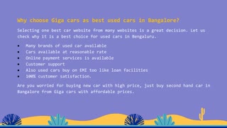 Buy Used Cars Or Sell a Car In Bangalore - Gigacars.com