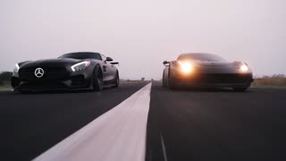 Black GT3 458 x AMG AND Flame Spitting Aventador S GT3RS