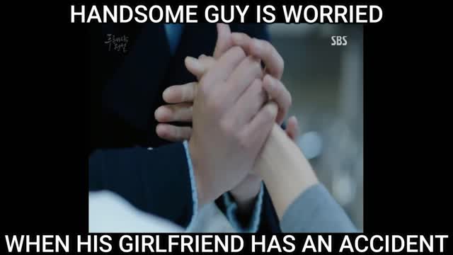 HANDSOME GUY IS WORRIED WHEN HIS GF HAS AN ACCIDENT