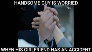 HANDSOME GUY IS WORRIED WHEN HIS GF HAS AN ACCIDENT