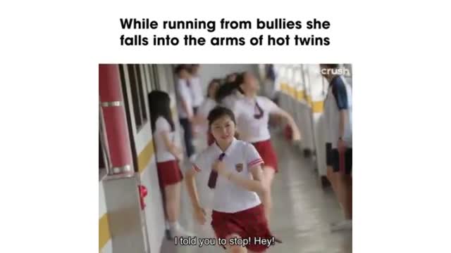 She run from the bullies and falls