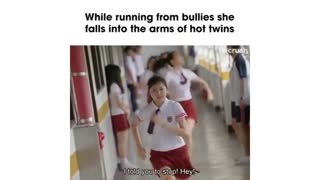 She run from the bullies and falls