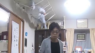 White-suited Ninja on the Ceiling Prank 