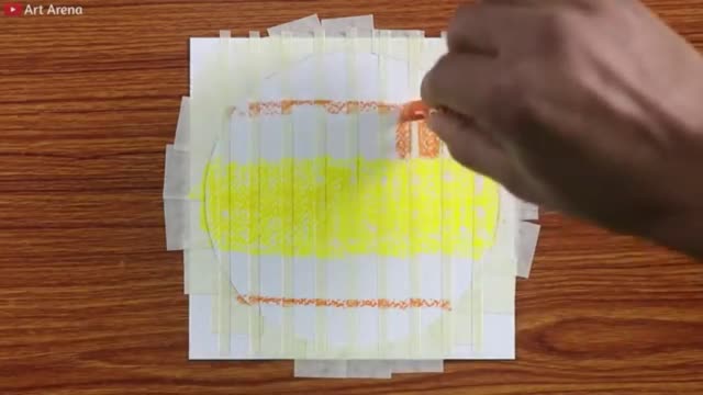 Easy Masking tape Trick Drawing / Drawing with Oil Pastels / Step By Step