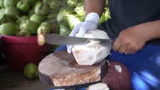 Thai Street Food - Coconut Cutting Show
